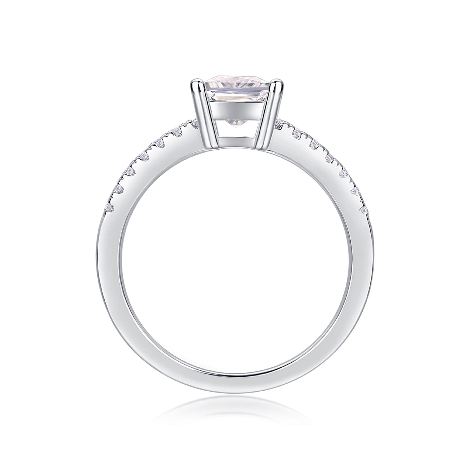Sincere Princess-Cut Moissanite Solitaire Ring in Sterling Silver