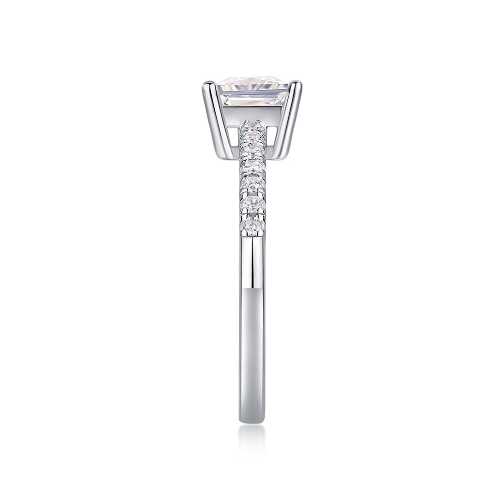 Sincere Princess-Cut Moissanite Solitaire Ring in Sterling Silver
