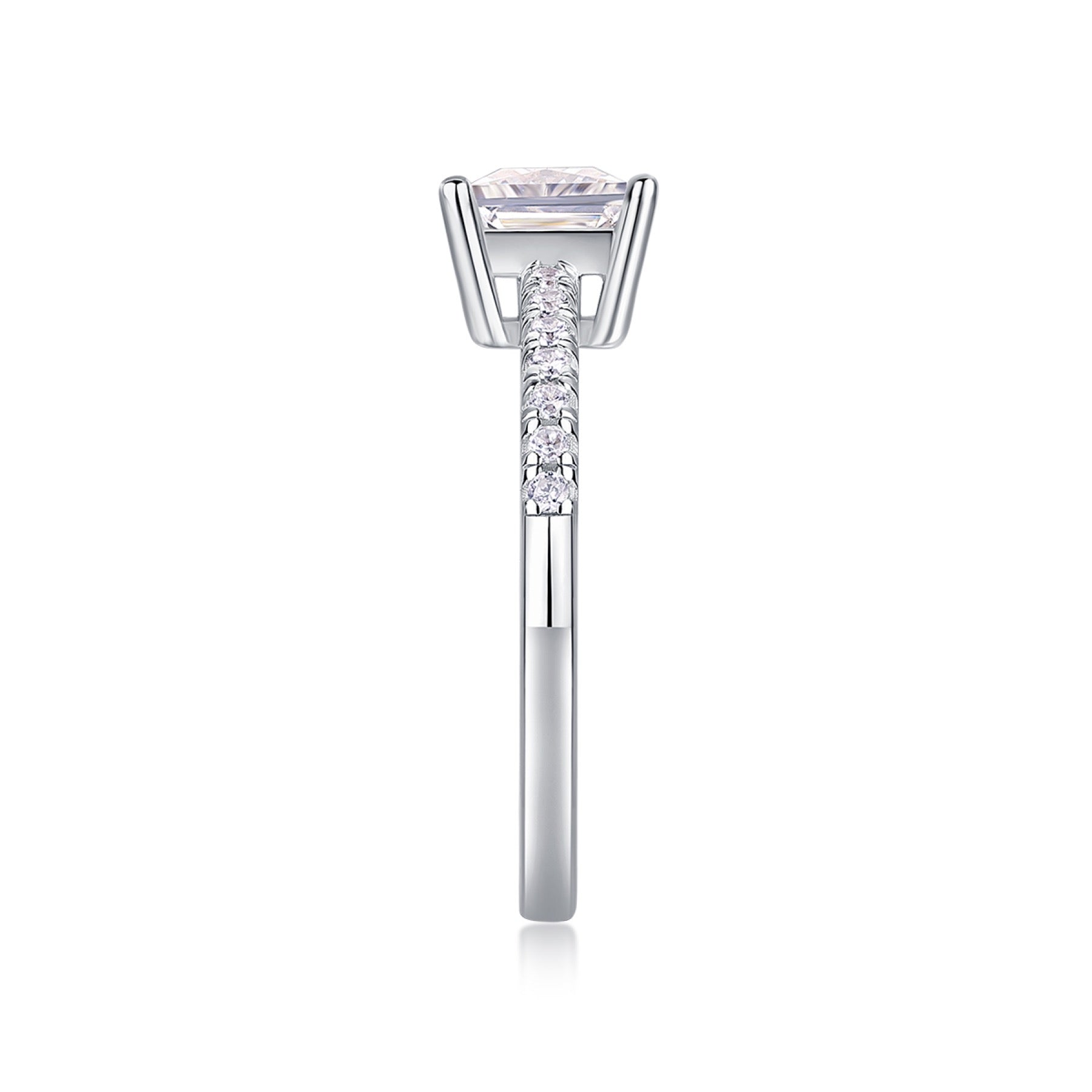 Sincere Princess-Cut Moissanite Solitaire Ring in Sterling Silver