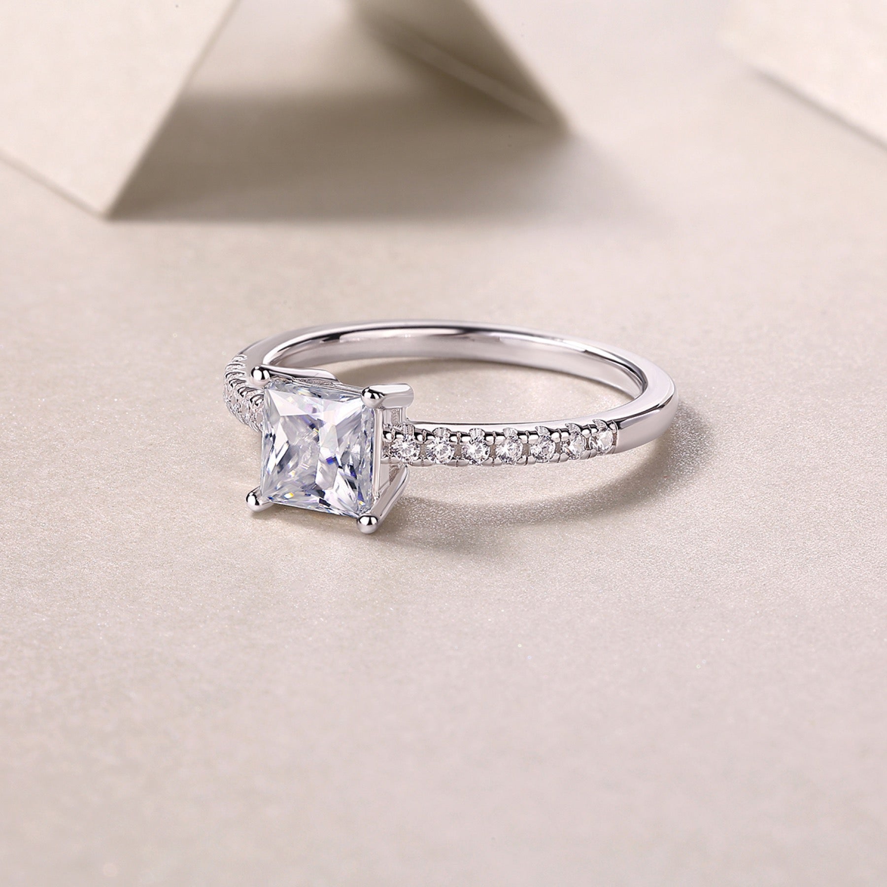 Sincere Princess-Cut Moissanite Solitaire Ring in Sterling Silver