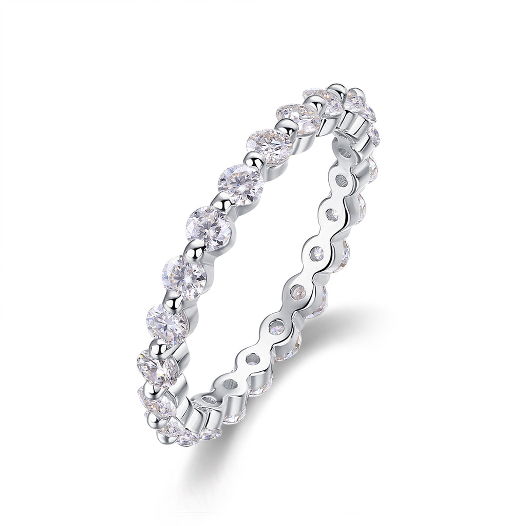 Freeze Moissanite Eternity Band Ring in Sterling Silver