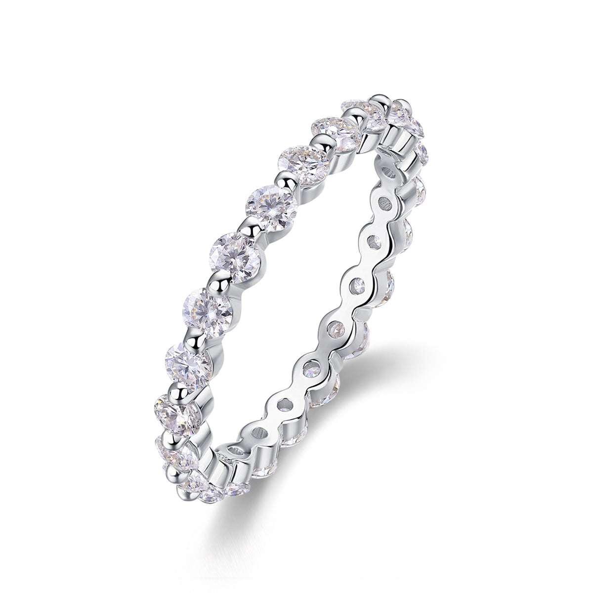 Freeze Moissanite Eternity Band Ring in Sterling Silver