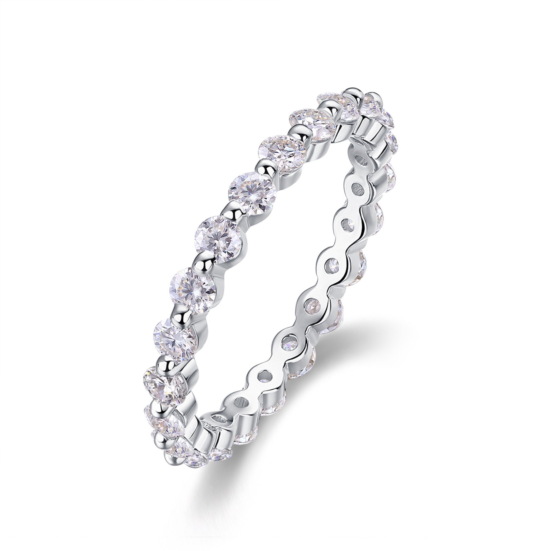 Freeze Moissanite Eternity Band Ring in Sterling Silver