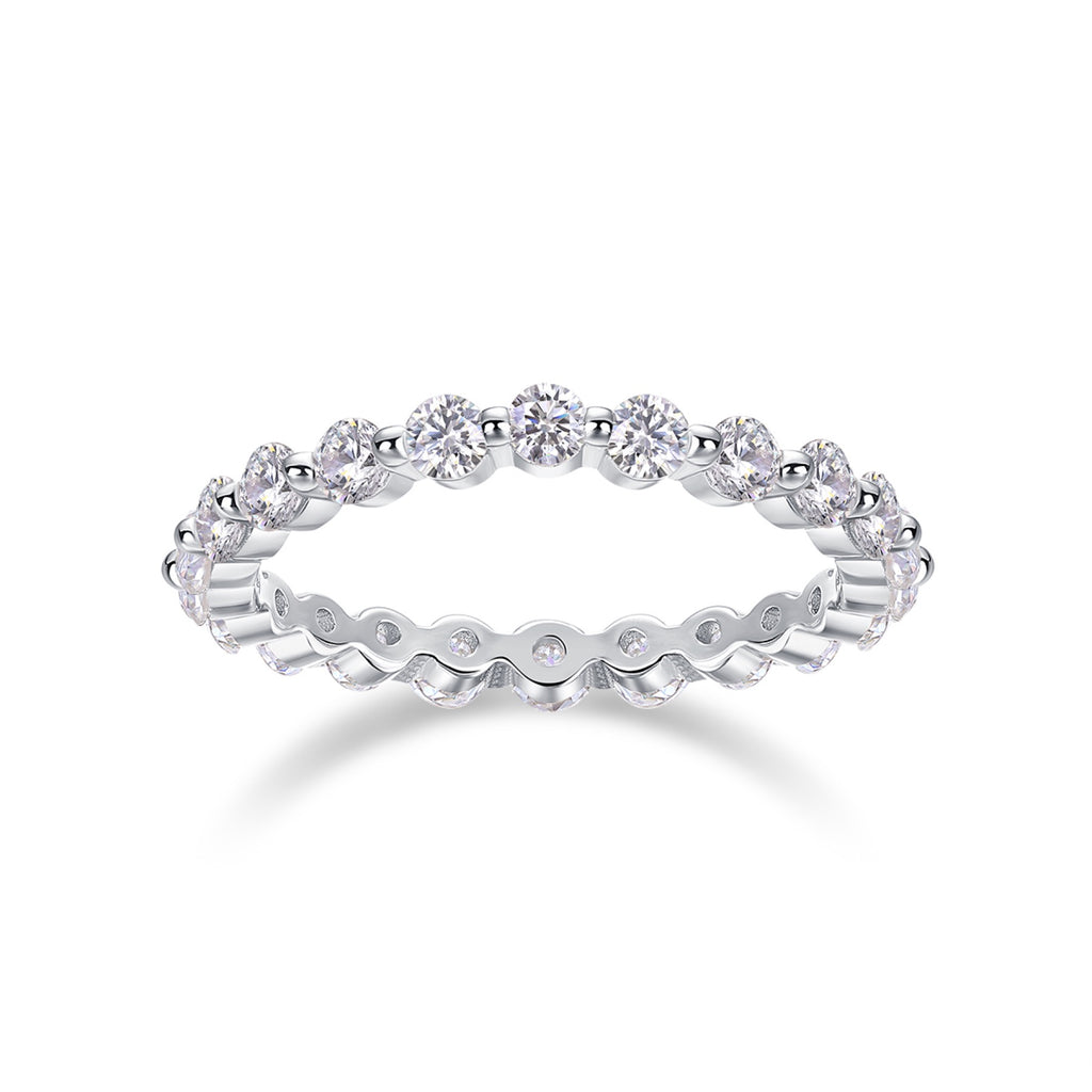 Freeze Moissanite Eternity Band Ring in Sterling Silver