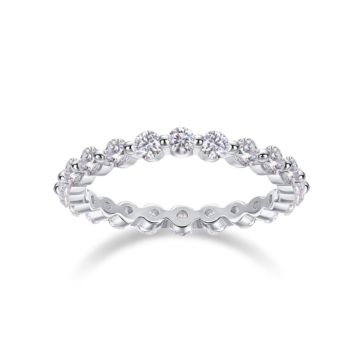 Freeze Moissanite Eternity Band Ring in Sterling Silver