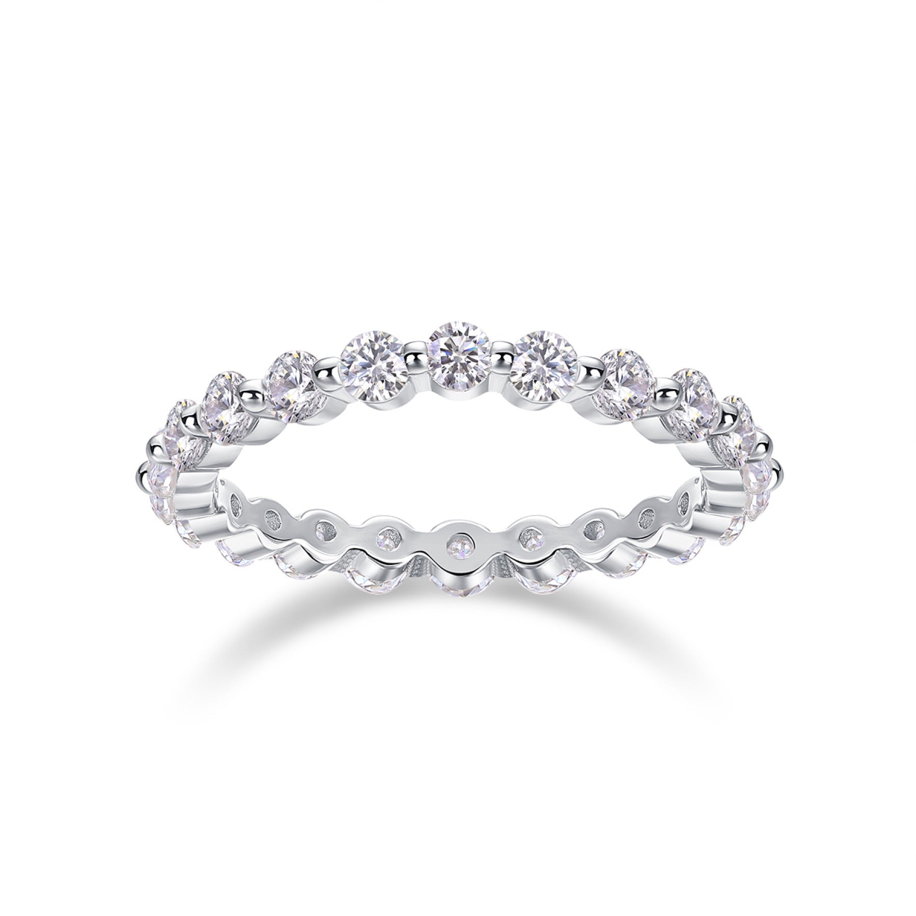 Freeze Moissanite Eternity Band Ring in Sterling Silver