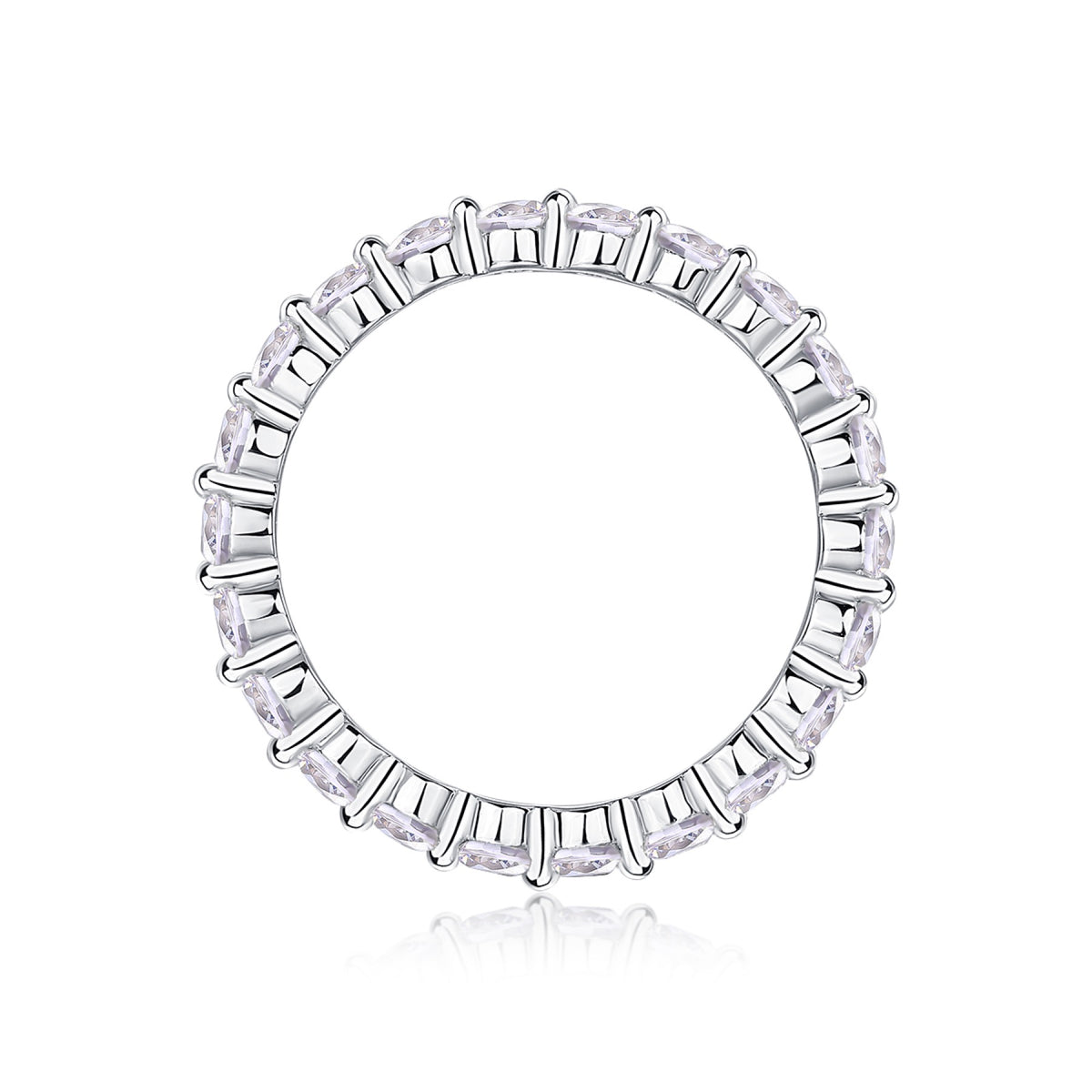 Freeze Moissanite Eternity Band Ring in Sterling Silver