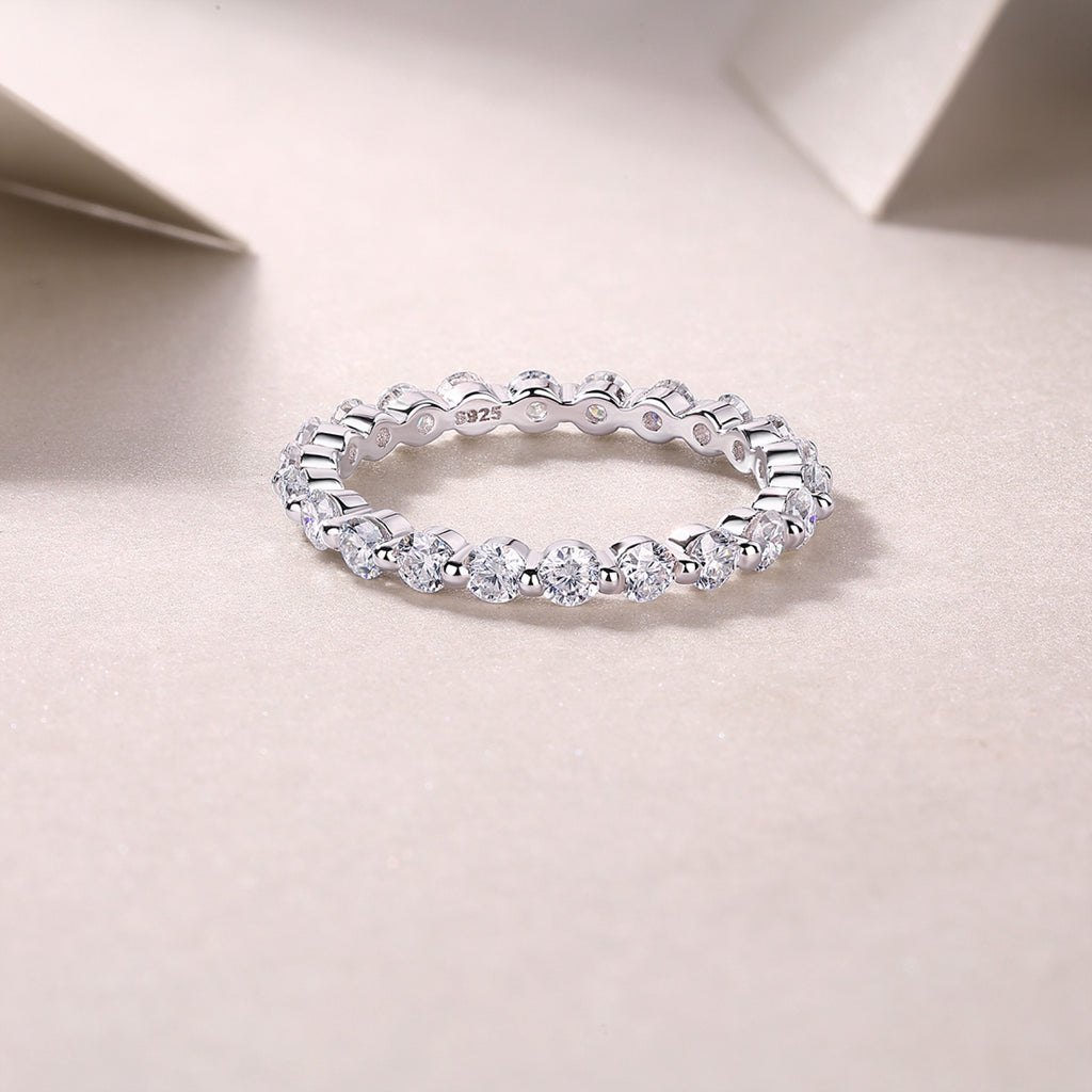 Freeze Moissanite Eternity Band Ring in Sterling Silver