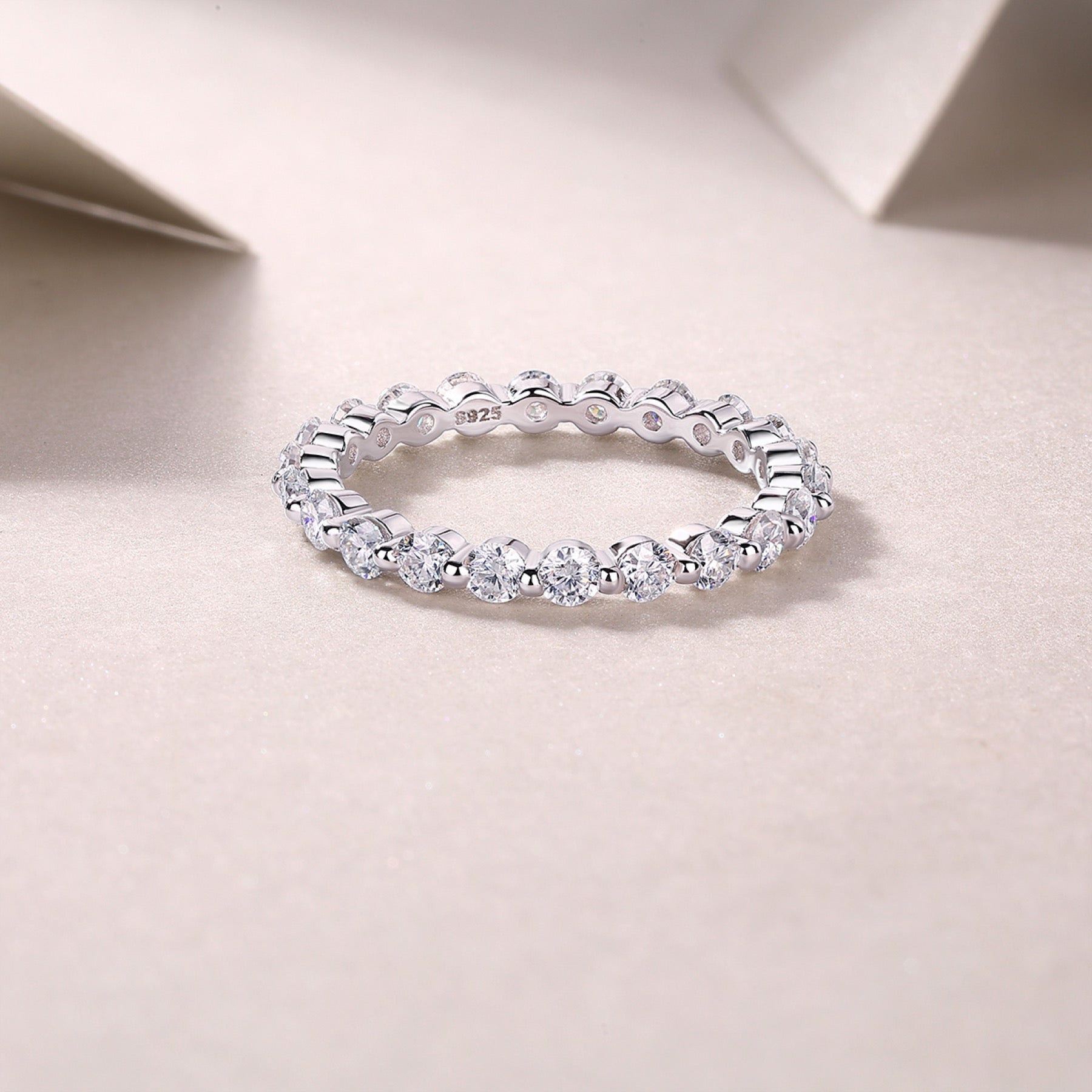 Freeze Moissanite Eternity Band Ring in Sterling Silver