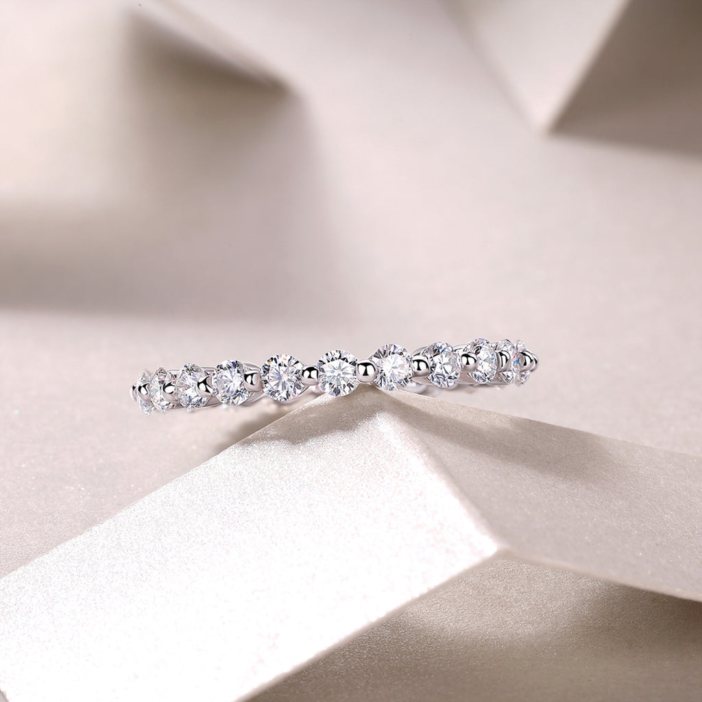 Freeze Moissanite Eternity Band Ring in Sterling Silver