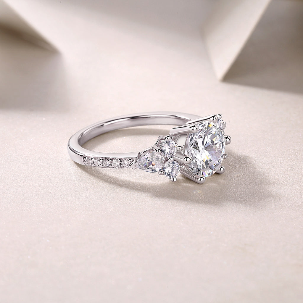 Perfetto 2 Carat Moissanite Three-Stone Ring in Sterling Silver