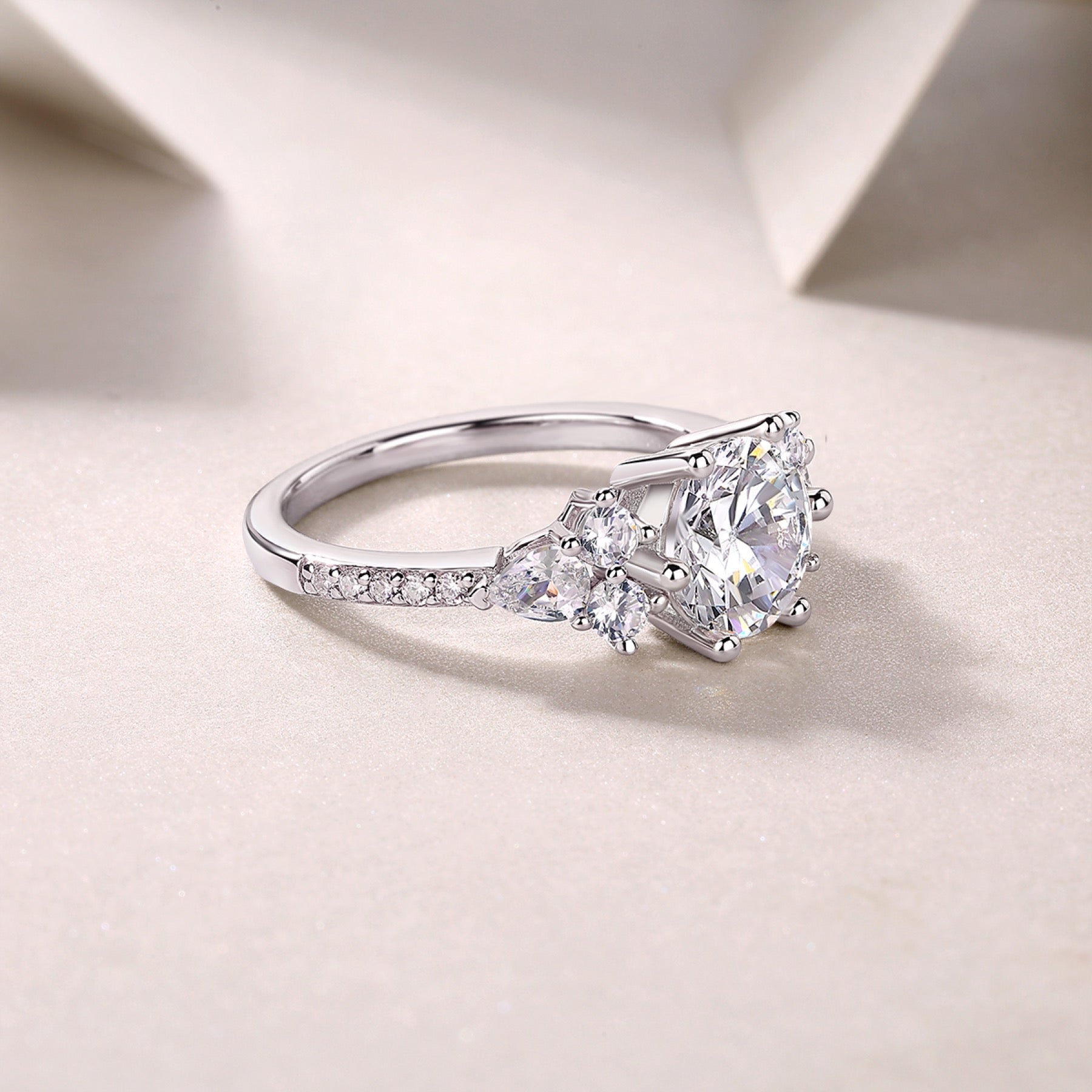 Perfetto 2 Carat Moissanite Three-Stone Ring in Sterling Silver