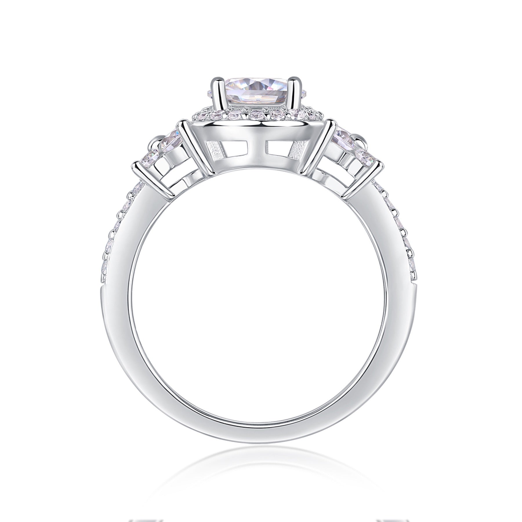 Heartstring Moissanite Solitaire Ring in Sterling Silver