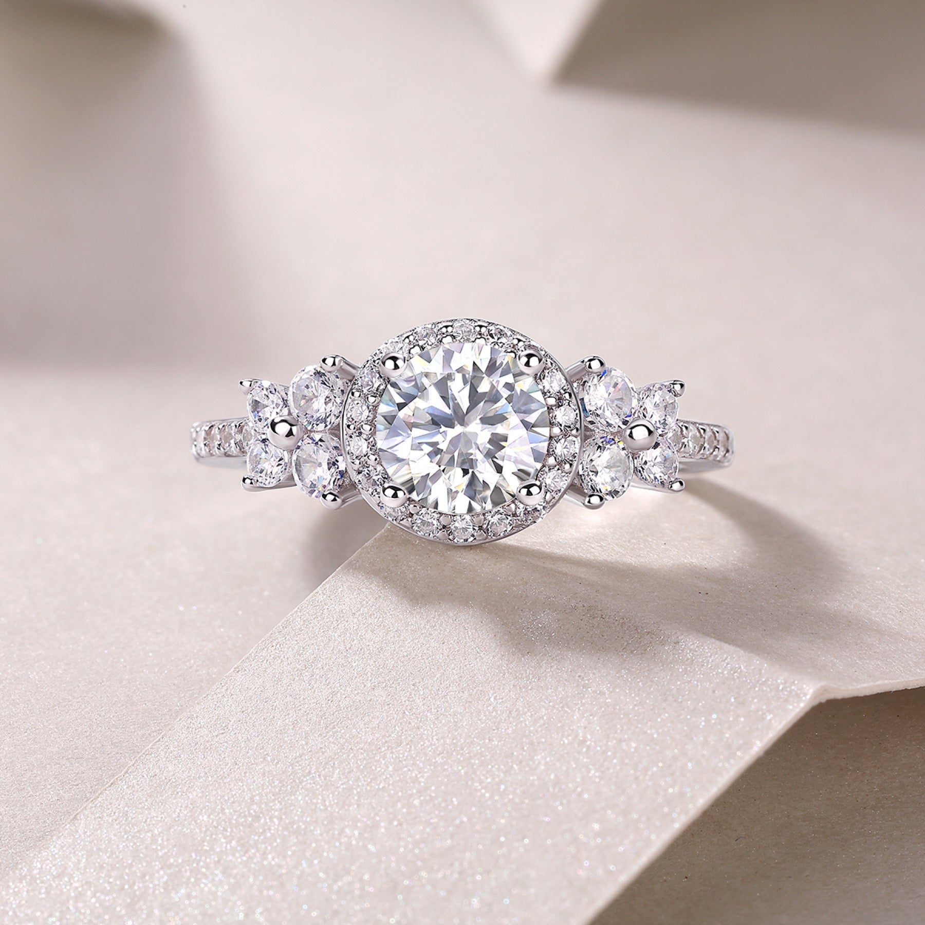 Heartstring Moissanite Solitaire Ring in Sterling Silver