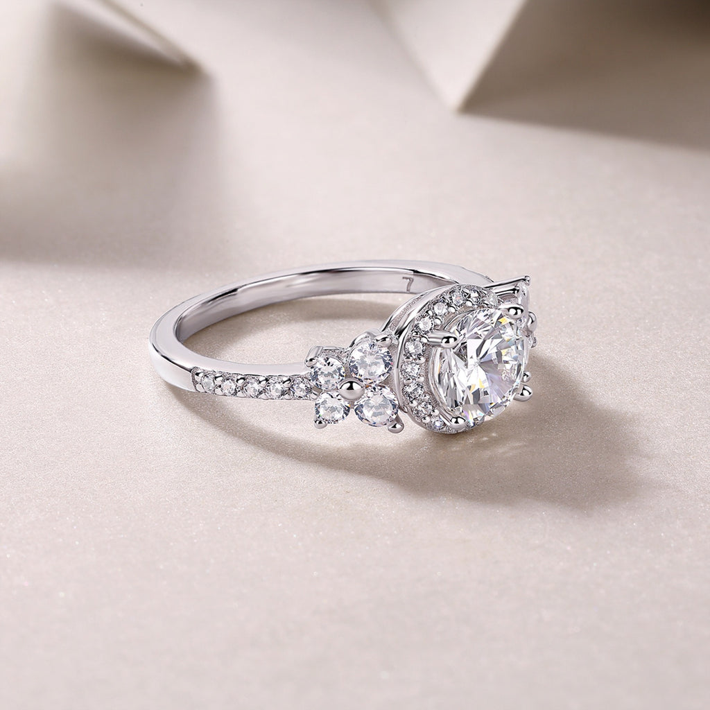 Heartstring Moissanite Solitaire Ring in Sterling Silver