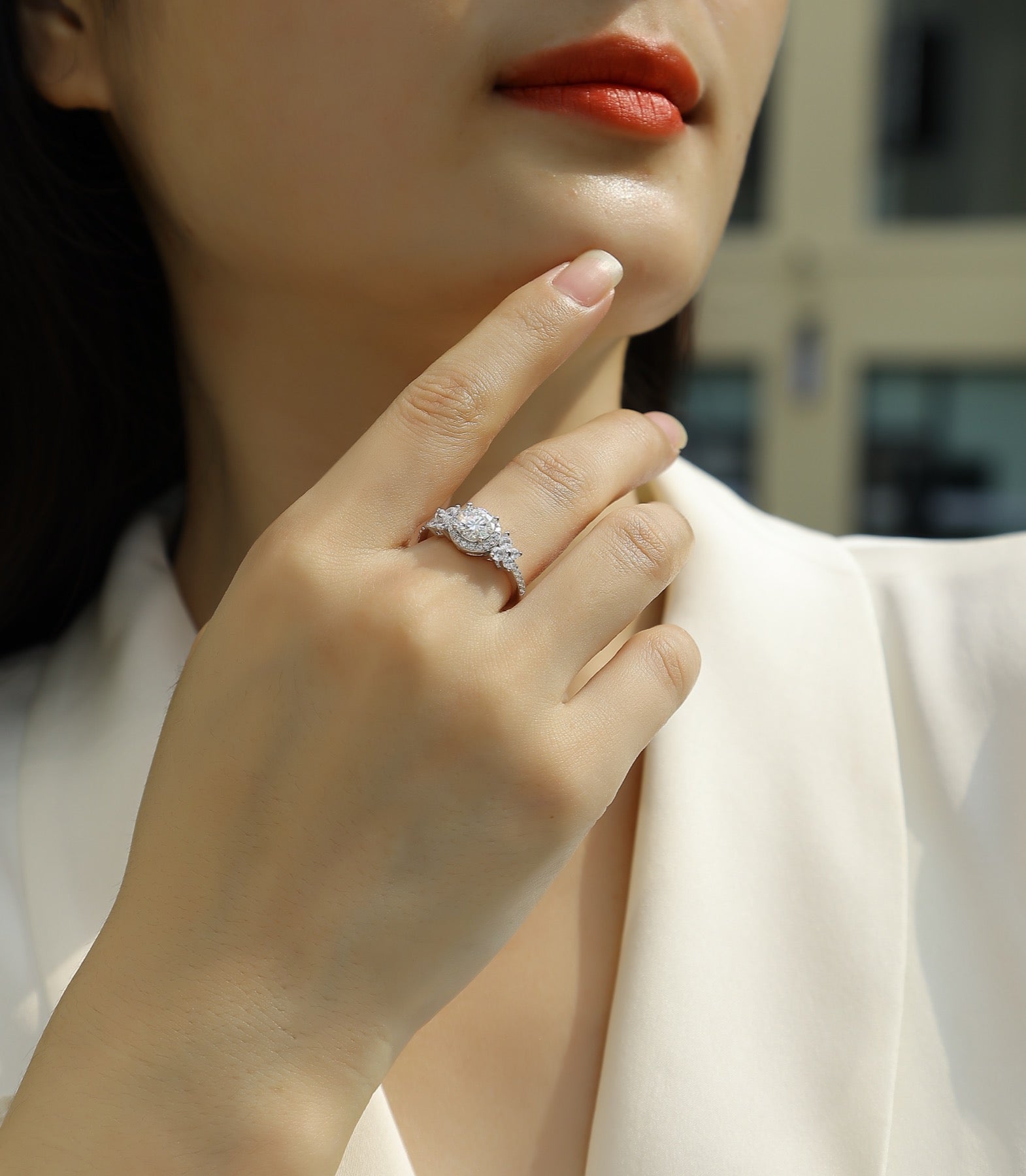 Heartstring Moissanite Solitaire Ring in Sterling Silver