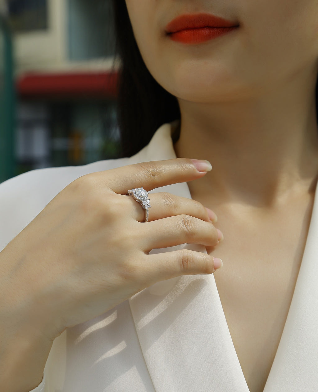 Heartstring Moissanite Solitaire Ring in Sterling Silver