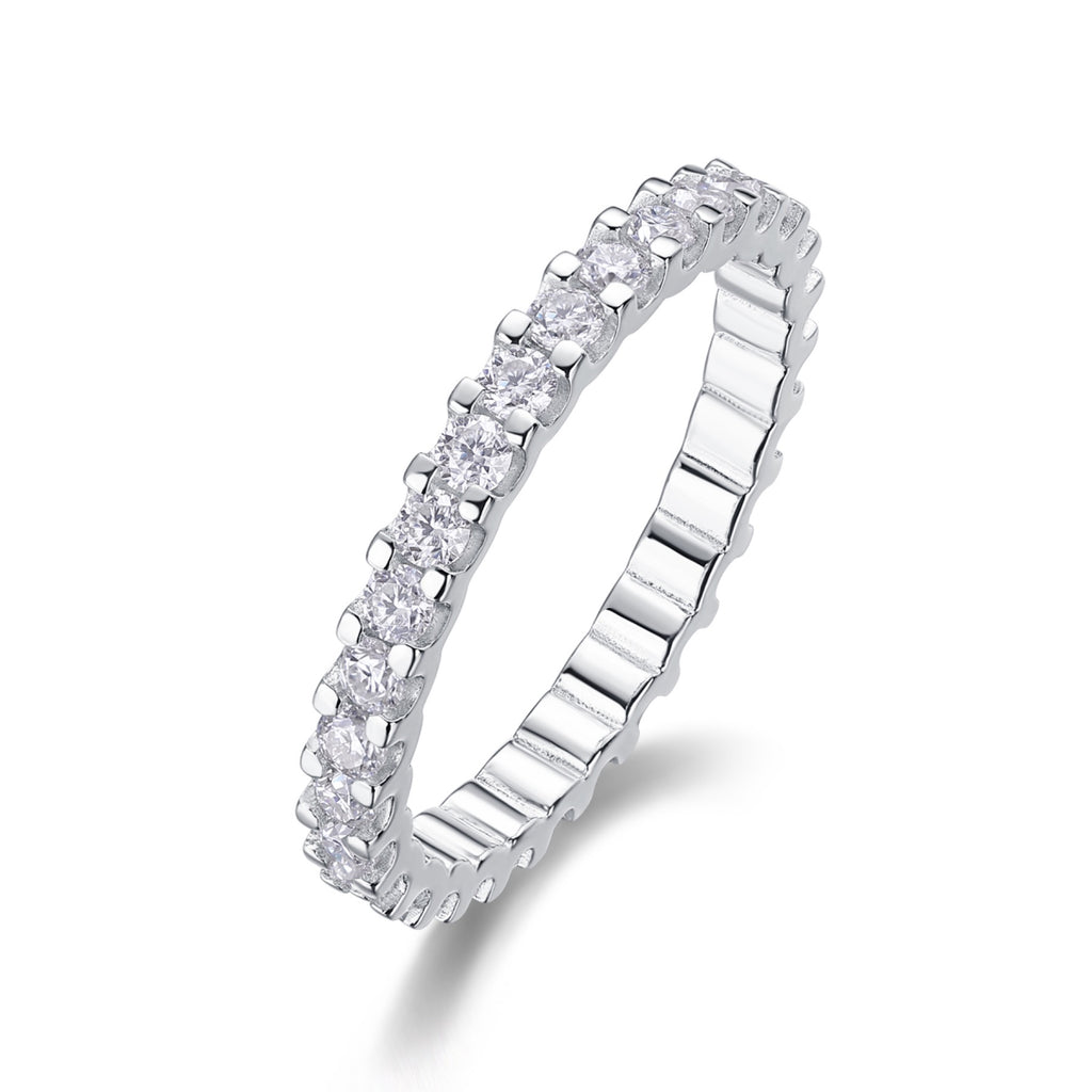 Wishes Moissanite Eternity Band Ring in Sterling Silver