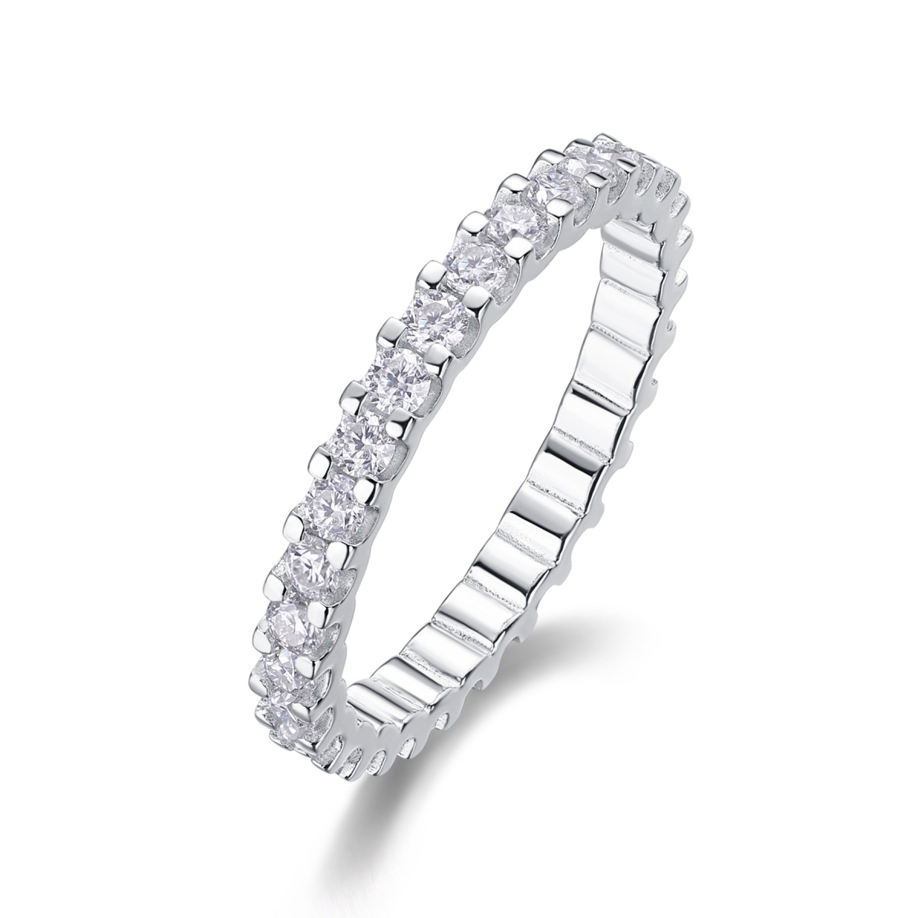 Wishes Moissanite Eternity Band Ring in Sterling Silver