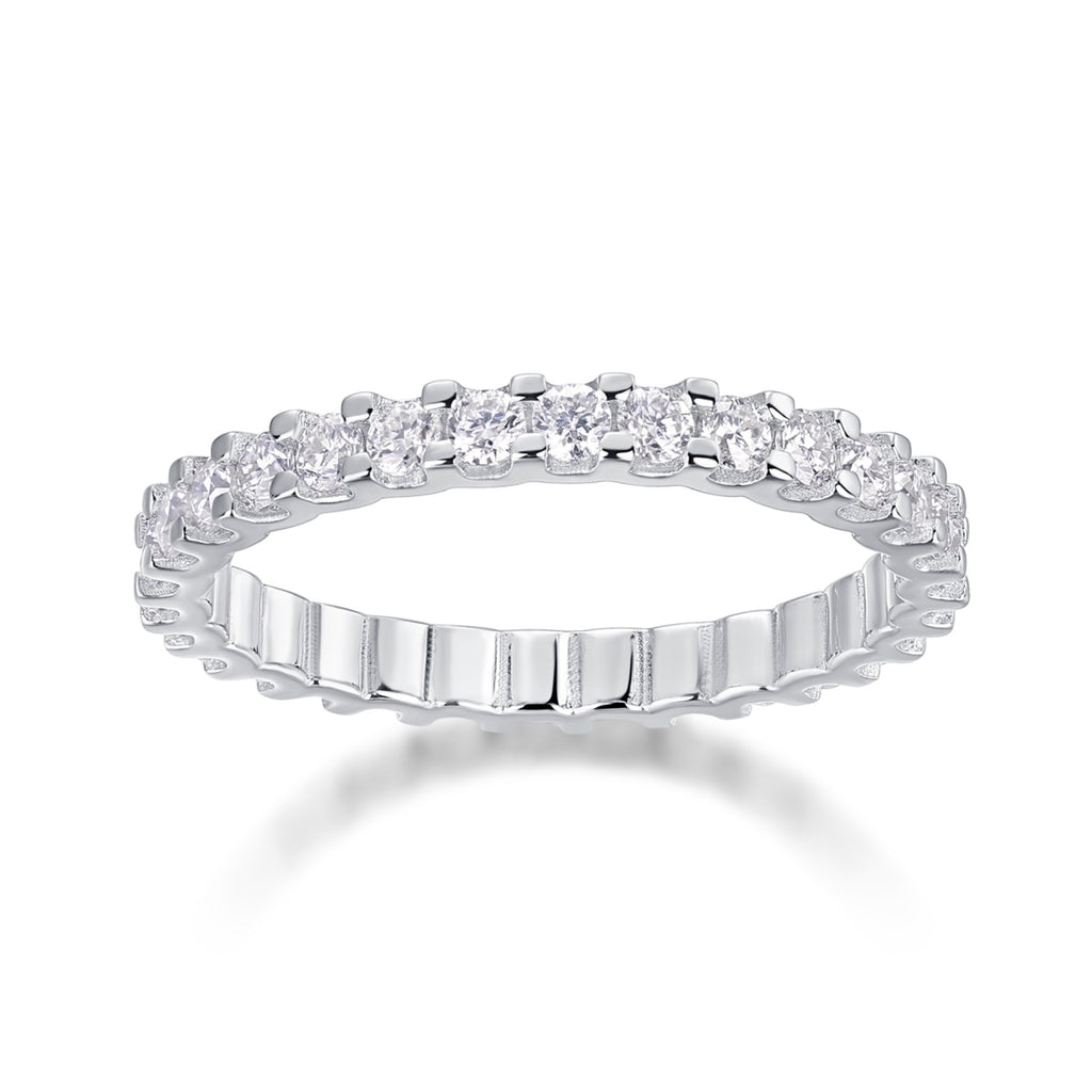 Wishes Moissanite Eternity Band Ring in Sterling Silver