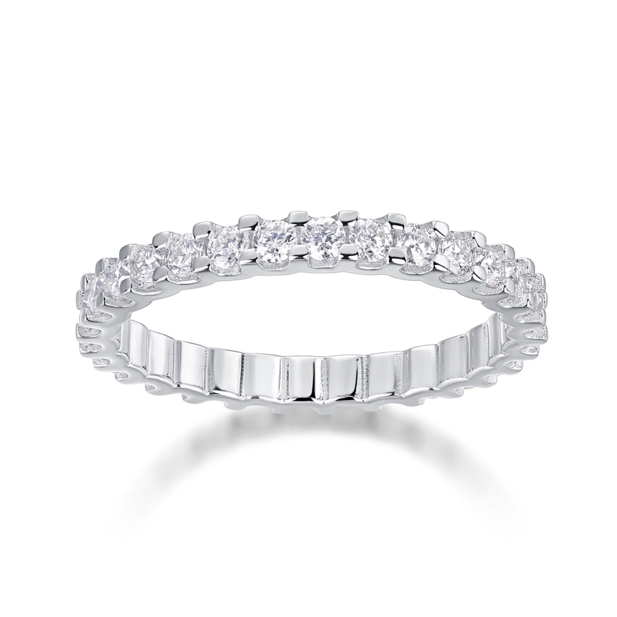 Wishes Moissanite Eternity Band Ring in Sterling Silver