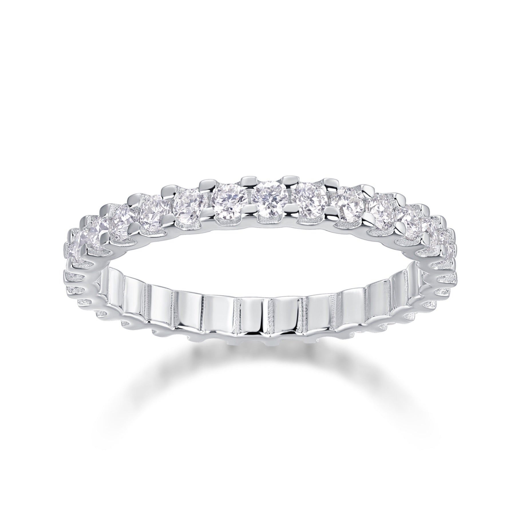 Wishes Moissanite Eternity Band Ring in Sterling Silver
