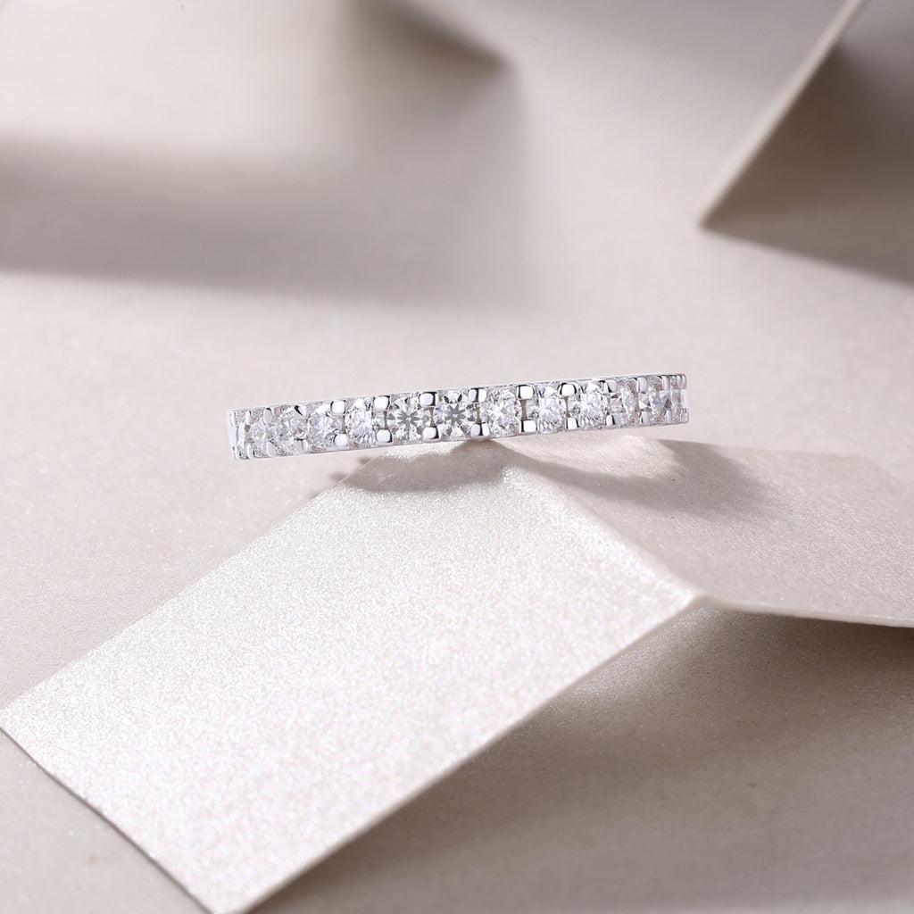 Wishes Moissanite Eternity Band Ring in Sterling Silver