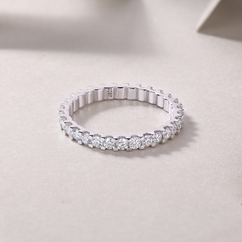 Wishes Moissanite Eternity Band Ring in Sterling Silver