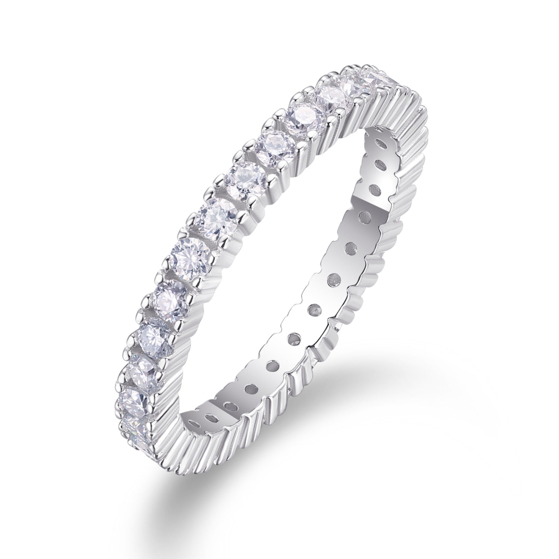 Pirouette Moissanite Eternity Band Ring in Sterling Silver