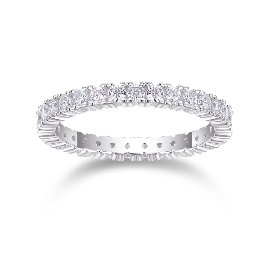 Pirouette Moissanite Eternity Band Ring in Sterling Silver