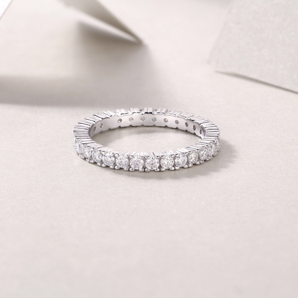 Pirouette Moissanite Eternity Band Ring in Sterling Silver