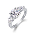 Onward 2 Carat Moissanite Three-Stone Ring in Sterling Silver