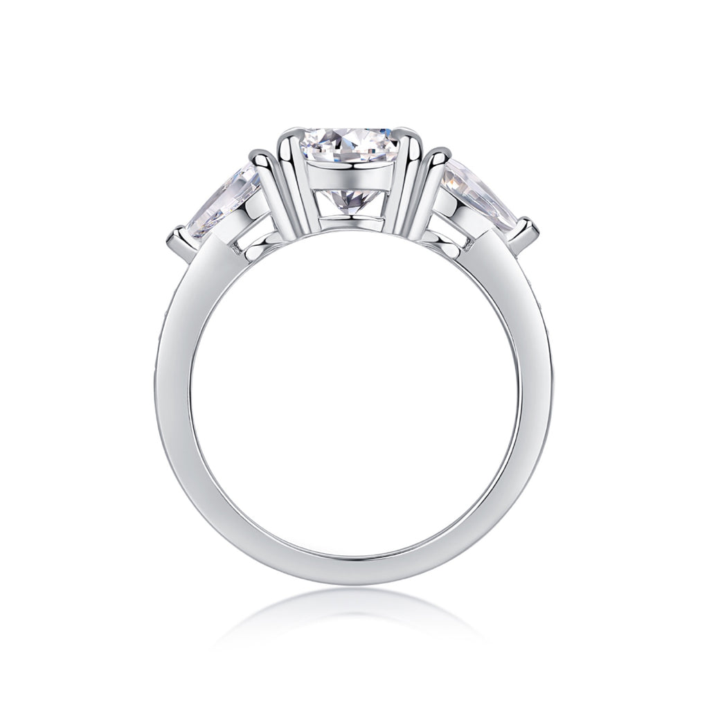 Onward 2 Carat Moissanite Three-Stone Ring in Sterling Silver