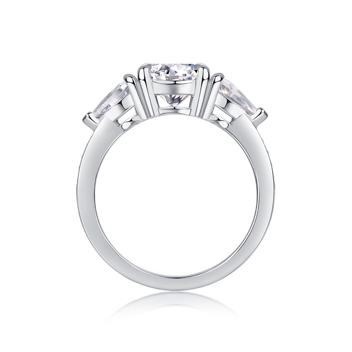 Onward 2 Carat Moissanite Three-Stone Ring in Sterling Silver