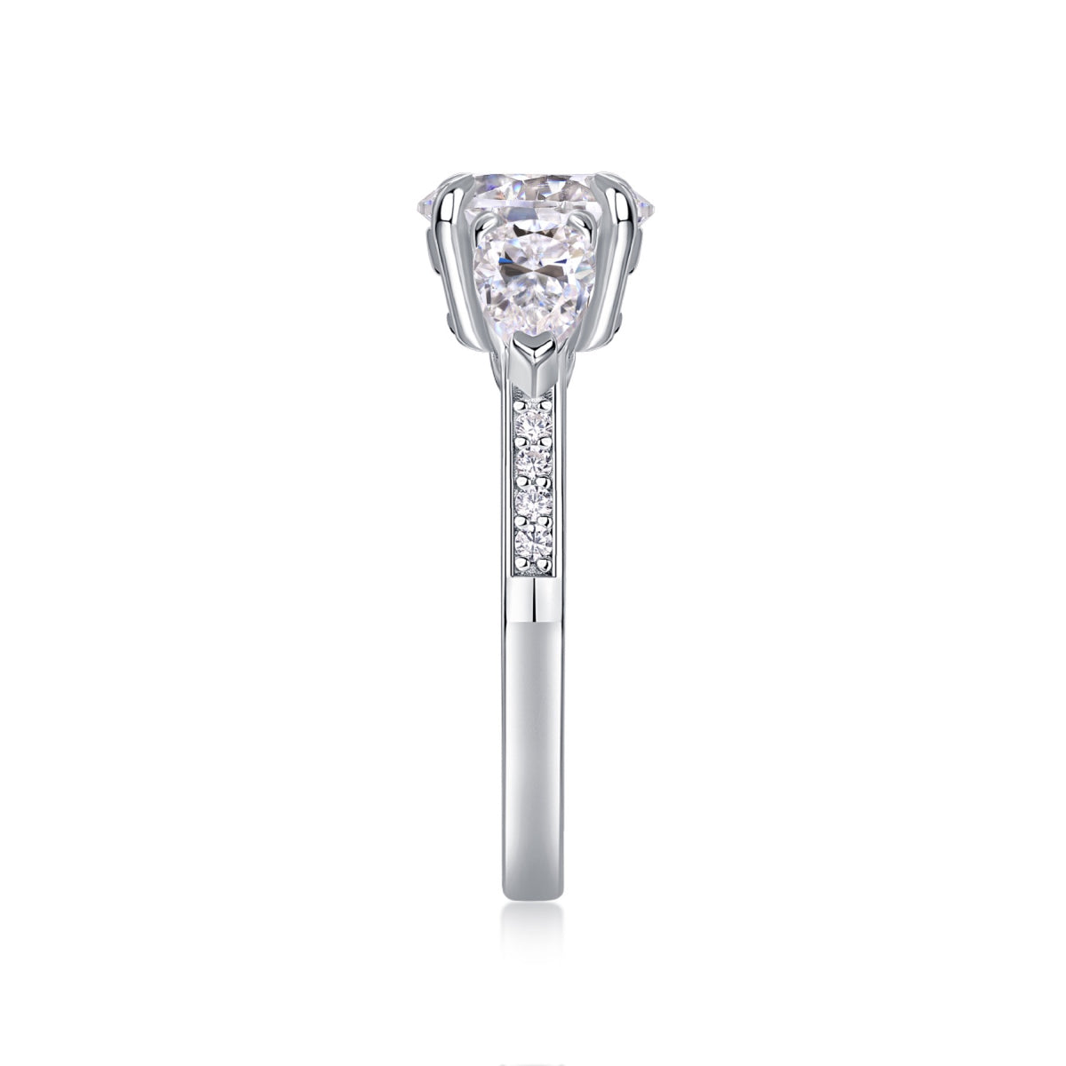 Onward 2 Carat Moissanite Three-Stone Ring in Sterling Silver