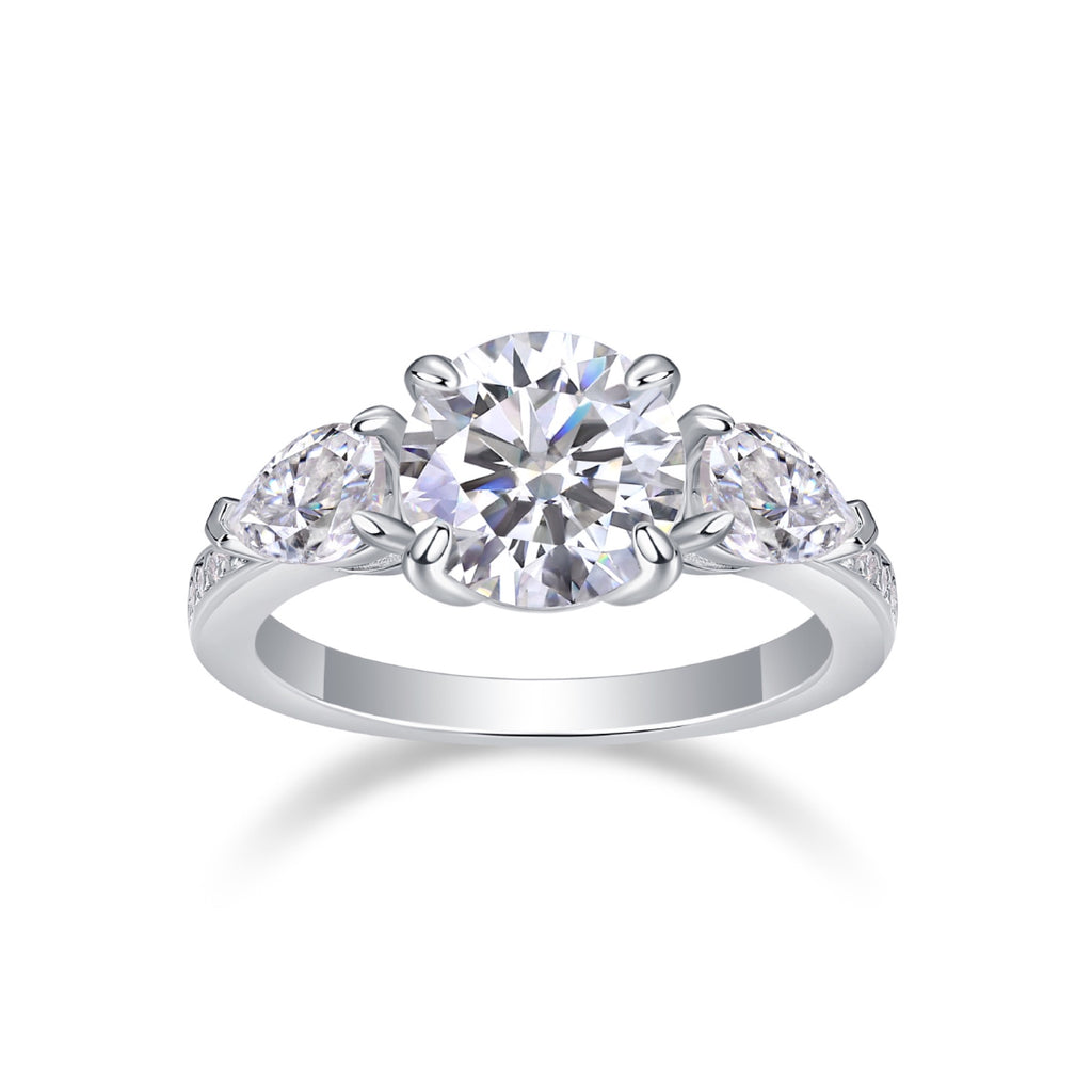 Onward 2 Carat Moissanite Three-Stone Ring in Sterling Silver
