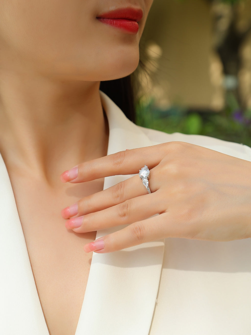 Onward 2 Carat Moissanite Three-Stone Ring in Sterling Silver
