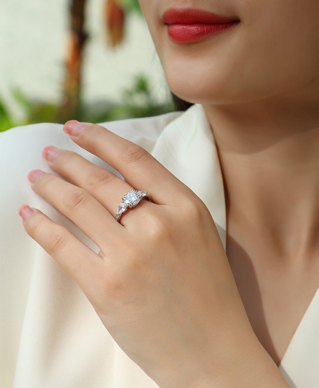 Onward 2 Carat Moissanite Three-Stone Ring in Sterling Silver