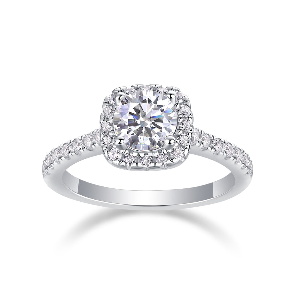 Vicino Moissanite Halo Ring in Sterling Silver