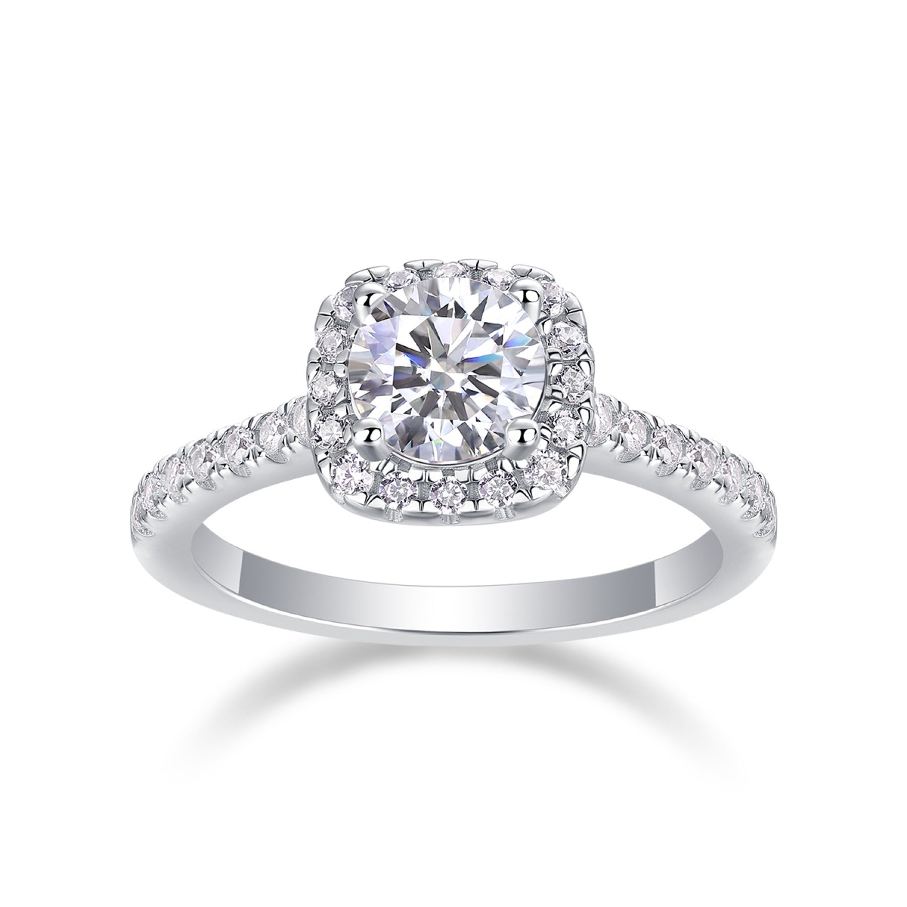 Vicino Moissanite Halo Ring in Sterling Silver
