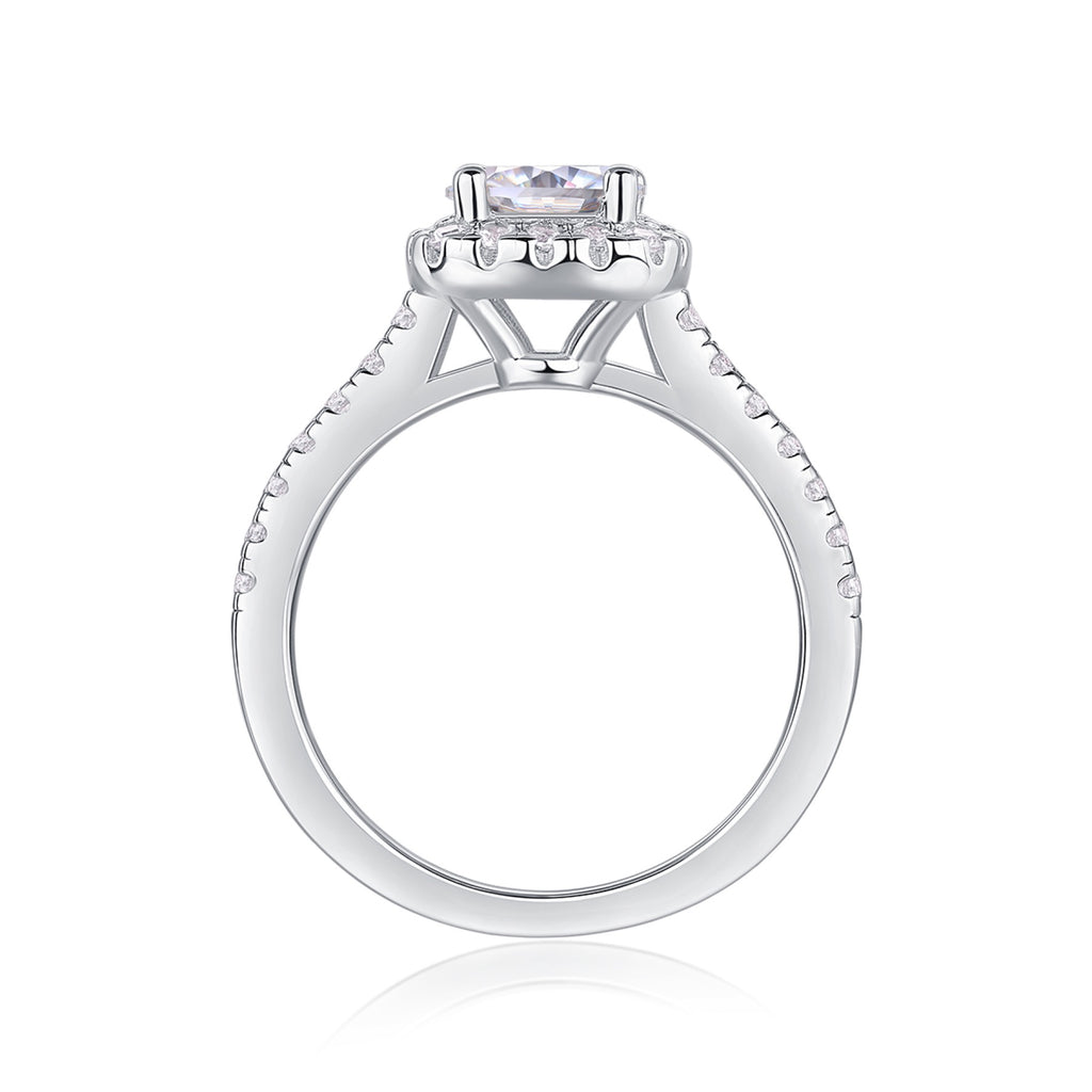 Vicino Moissanite Halo Ring in Sterling Silver