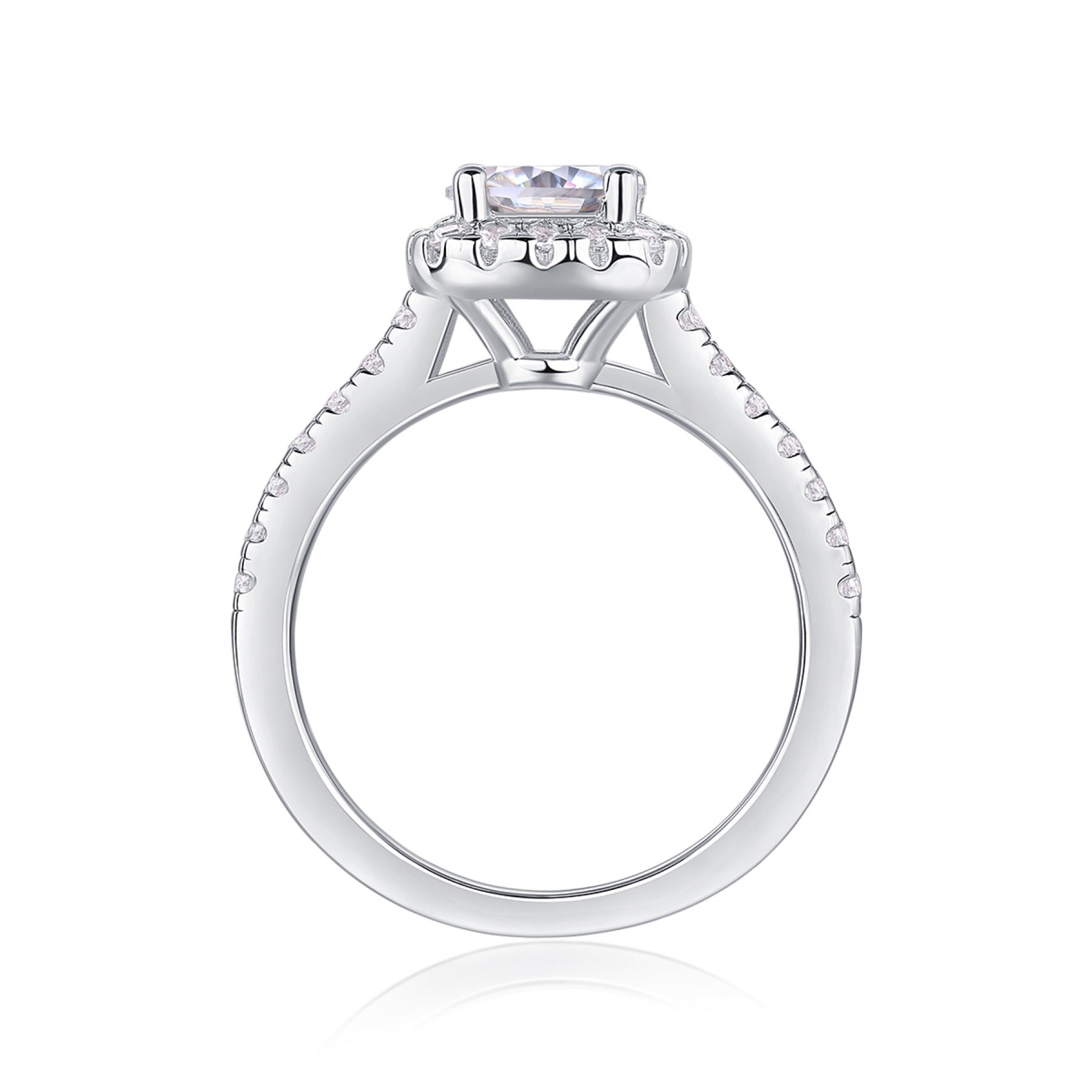 Vicino Moissanite Halo Ring in Sterling Silver