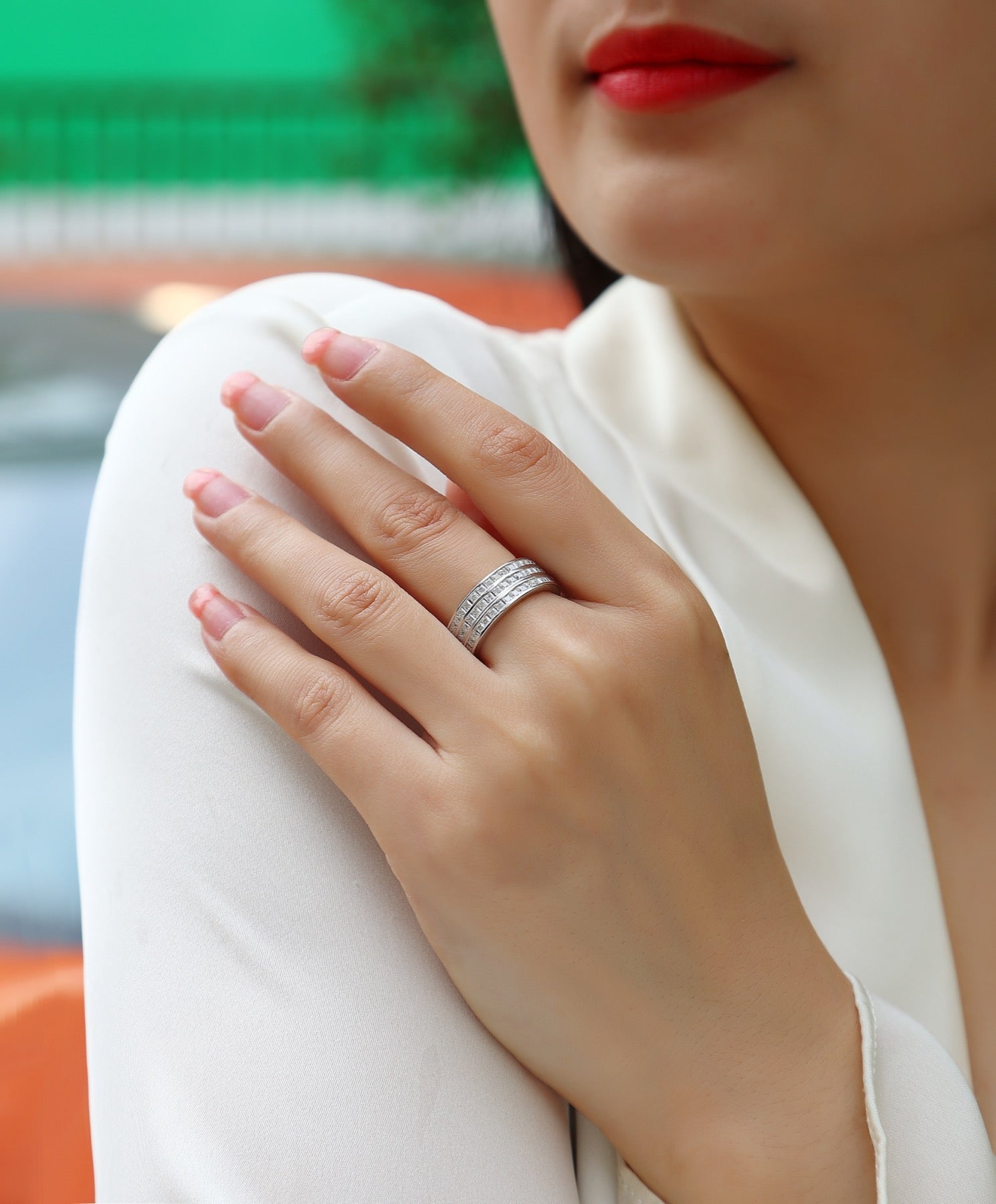 Verdant Moissanite Band Ring in Sterling Silver