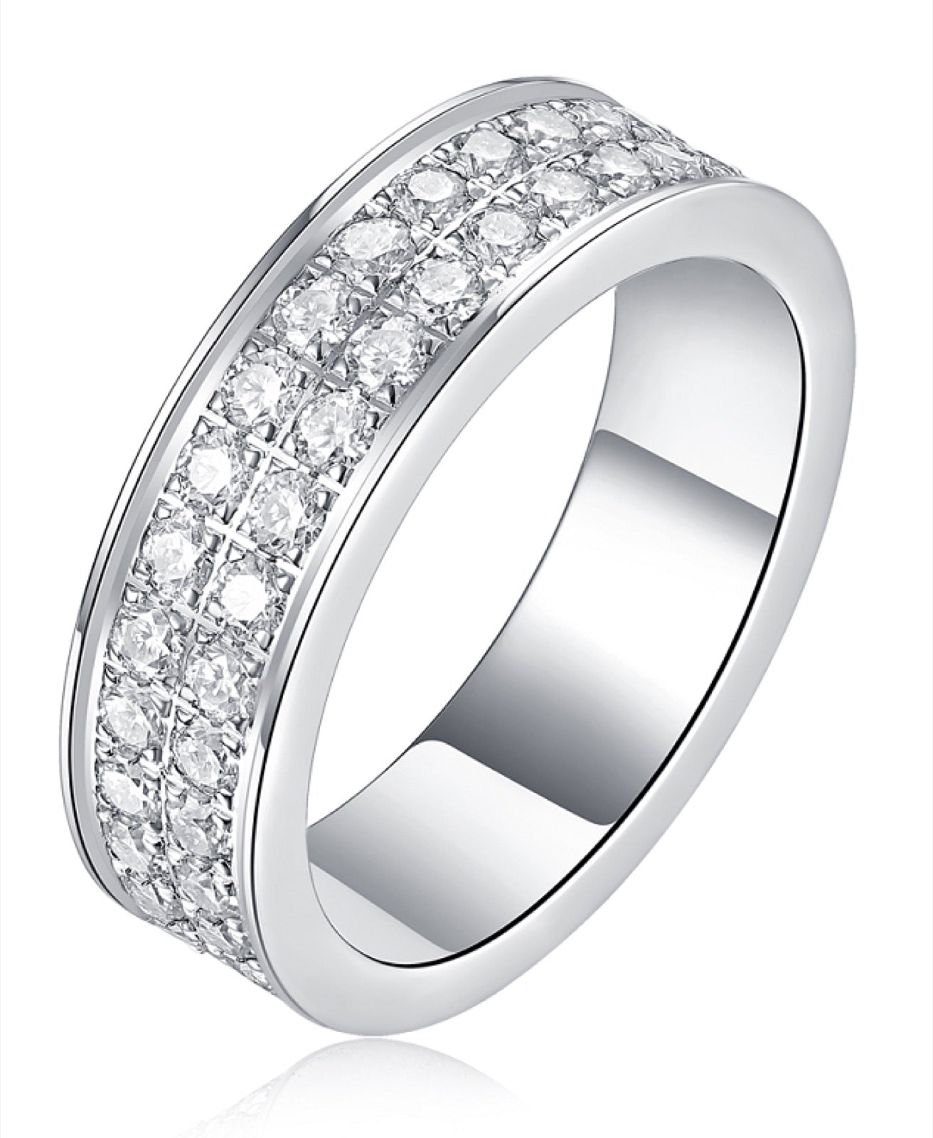 Discipline Moissanite Band Ring in Sterling Silver