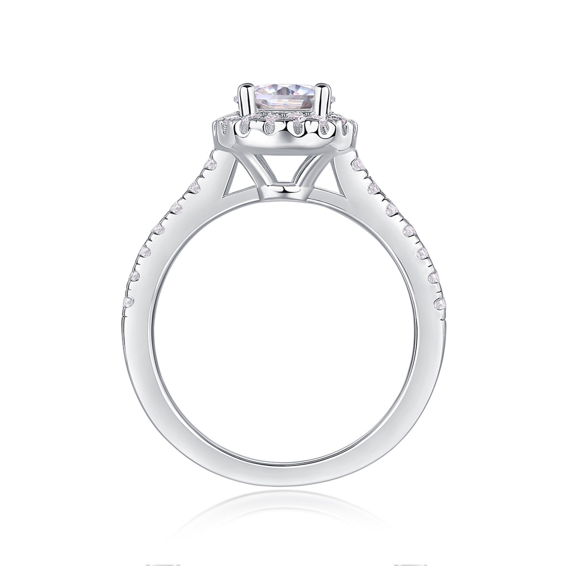 Embrace Moissanite Halo Ring in Sterling Silver