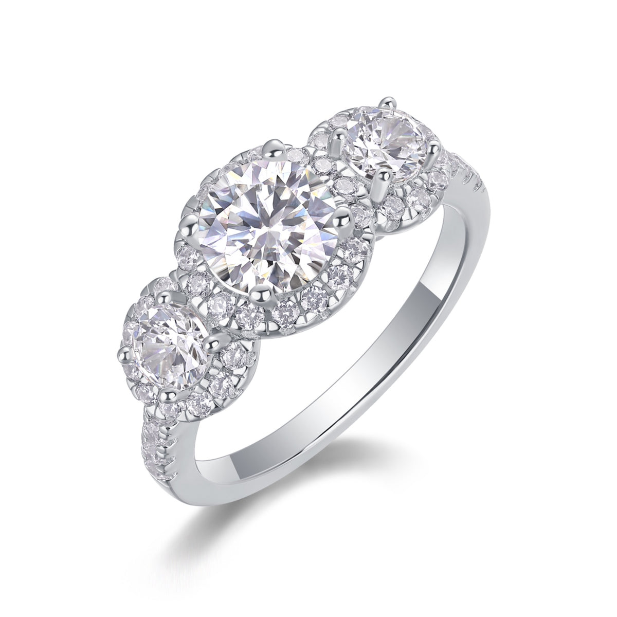 Everyday 1 Carat Moissanite Three-Stone Ring in Sterling Silver