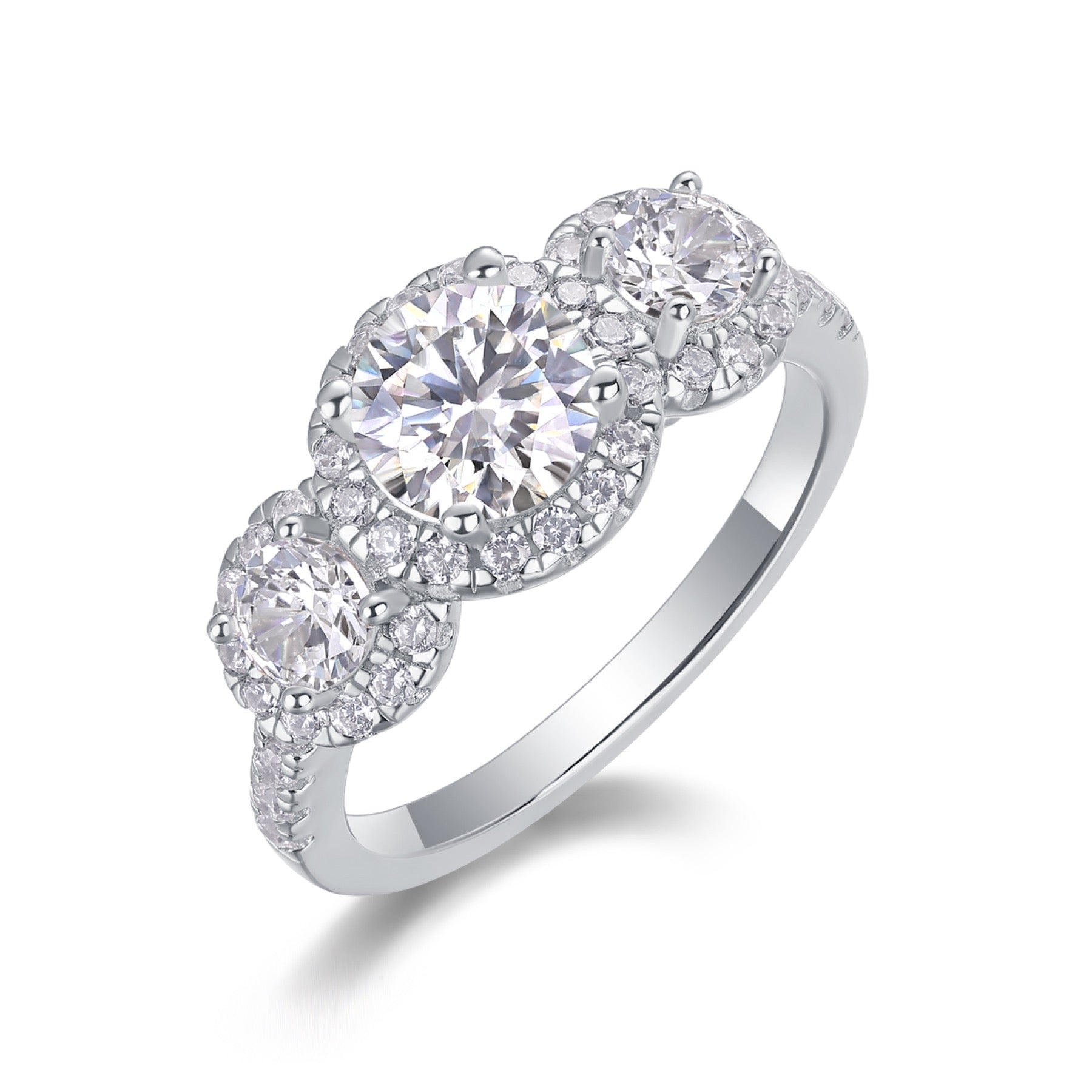 Everyday Moissanite Three-Stone Ring in Sterling Silver