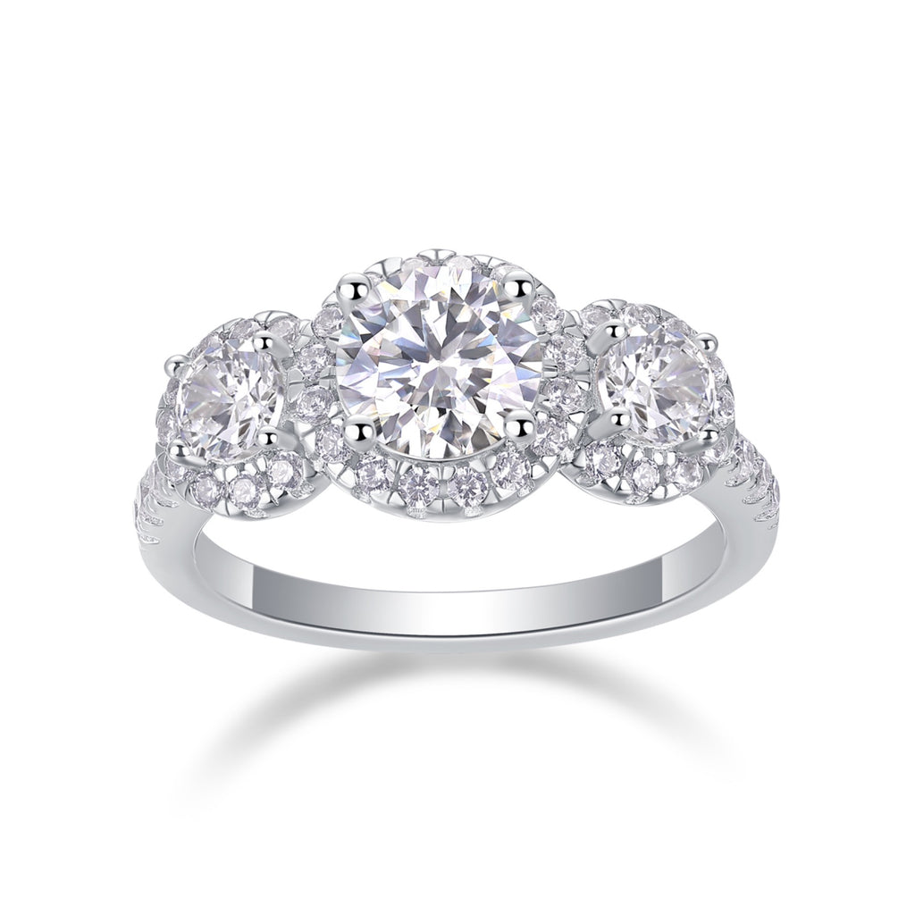 Everyday Moissanite Three-Stone Ring in Sterling Silver