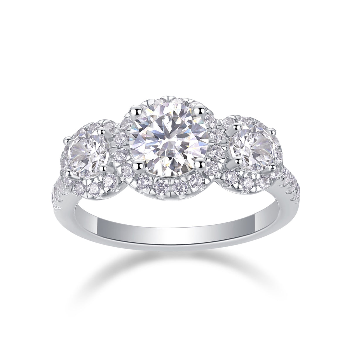Everyday 1 Carat Moissanite Three-Stone Ring in Sterling Silver
