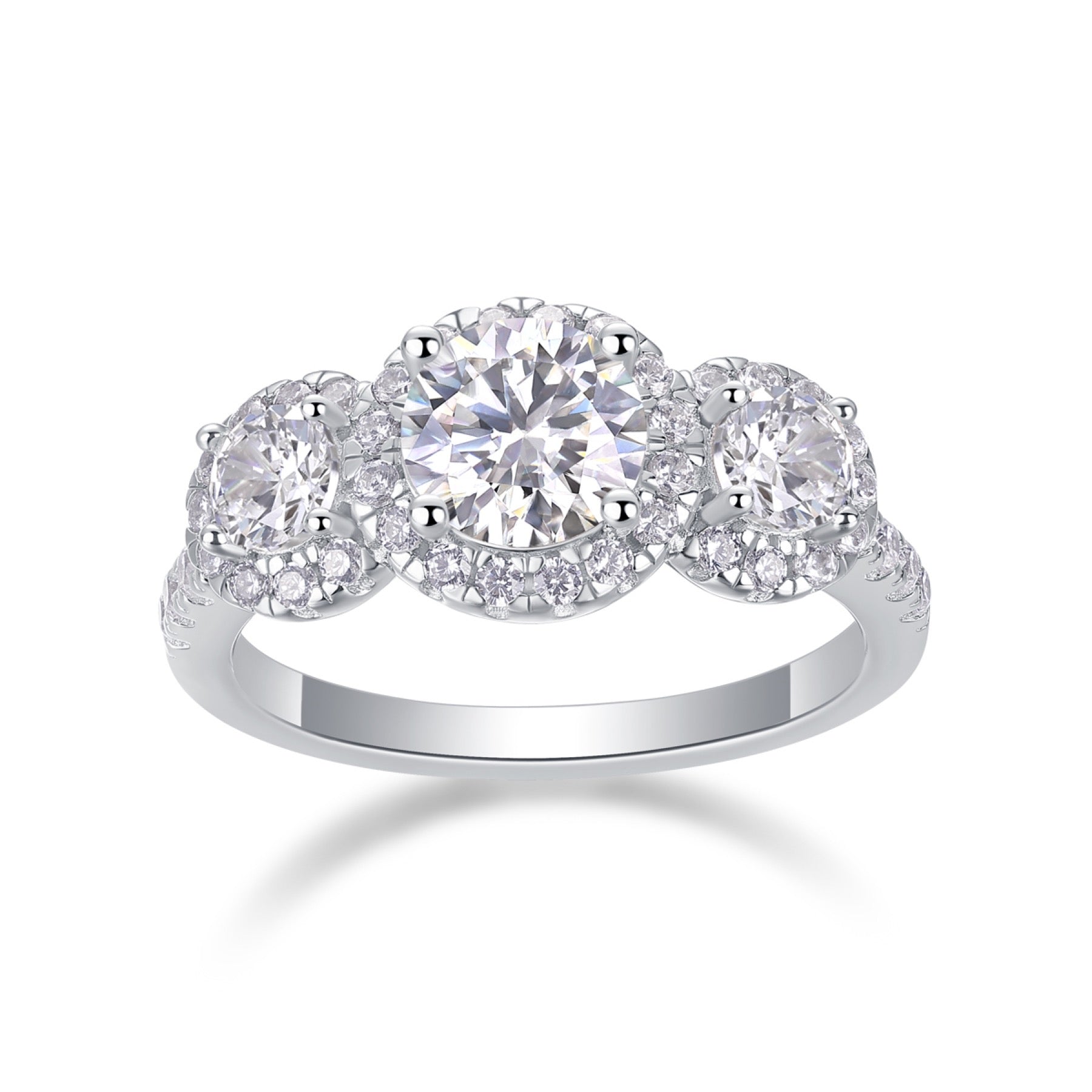 Everyday Moissanite Three-Stone Ring in Sterling Silver